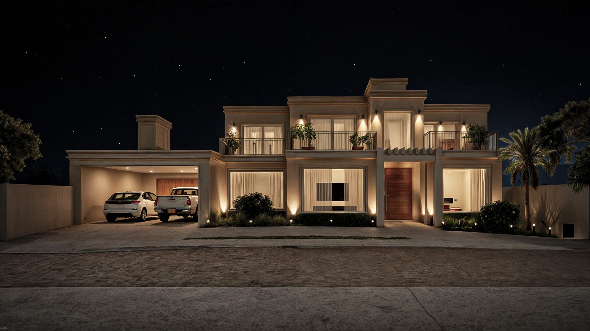 Casa Villalonga — Fachada de noche